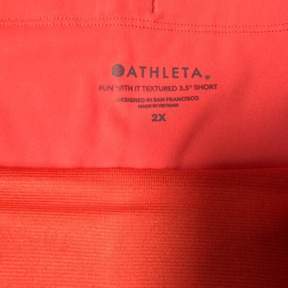 2 Pairs ATHLETA Run With It 3.5” Shorts Size 2X Textured Coral and Gray NWT - Picture 10 of 11